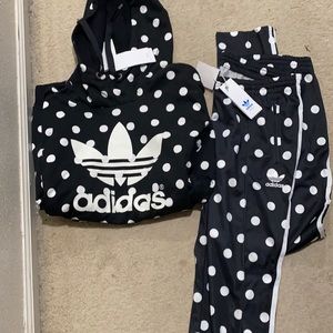 Adidas hoodie fun black & white polka dot. Size M